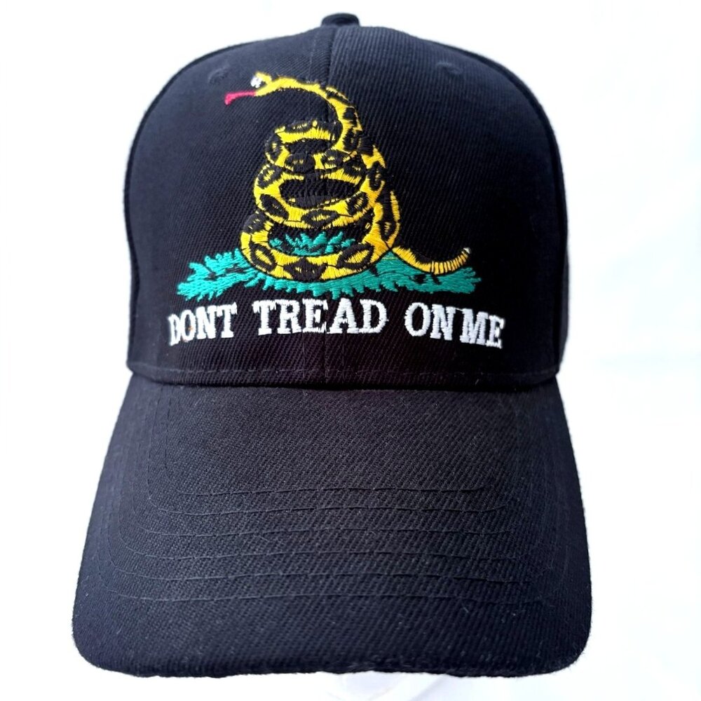 Don't Tread On Me Embroidered Black‎ Adjustable Baseball Cap Hat